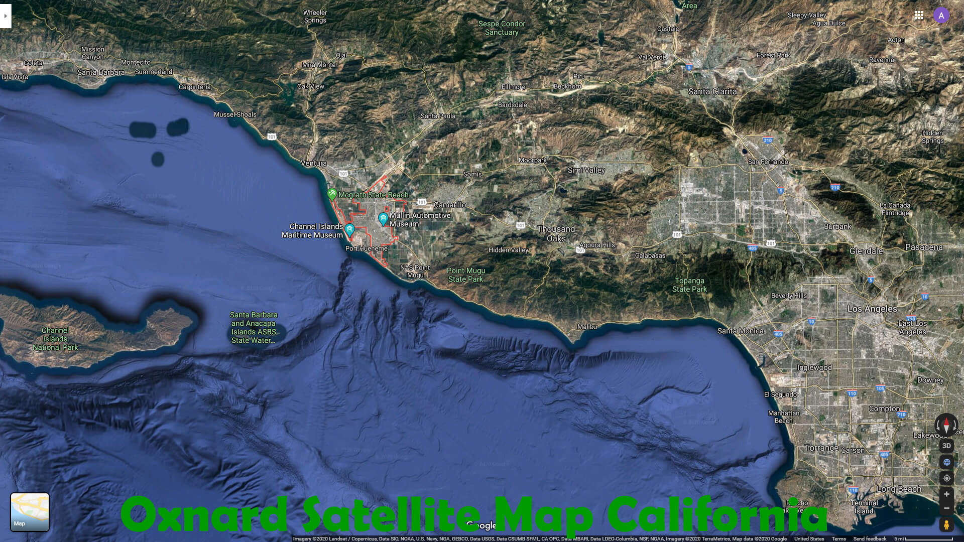 Oxnard Satellite Carte californie